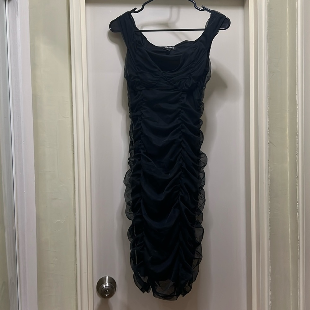 Worn once Express black off the shoulders mini dress size S